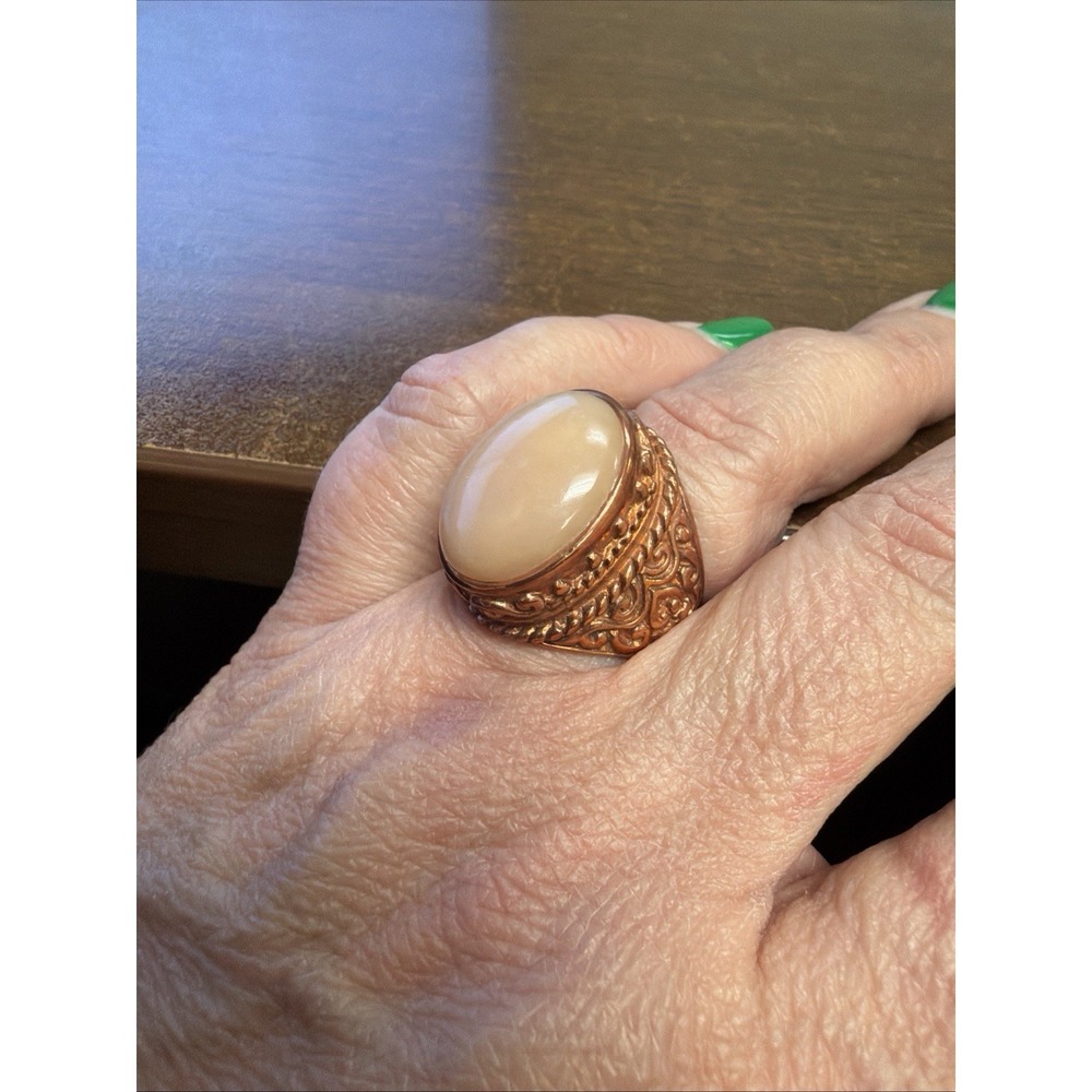 Vintage Copper Statement Ring‎ Size 8 Large Oval Cabochon Boho Cocktail Ring